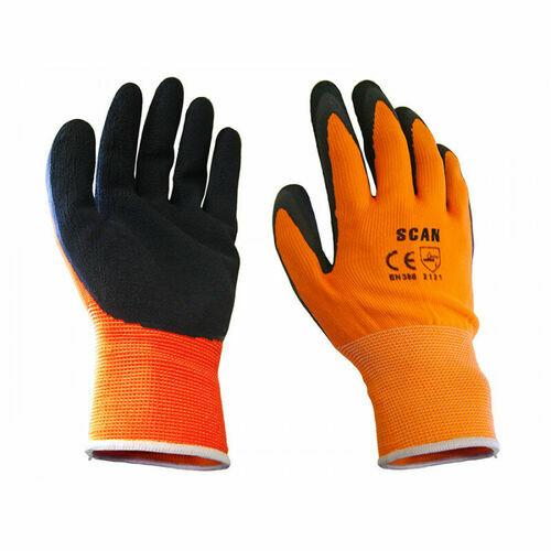SIZE 9 SCAN 13G ORANGE FOAM LATEX COATED GLOVES Image 1