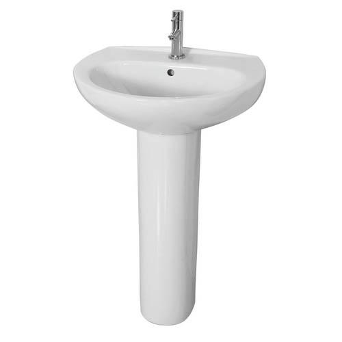 352482WH 550MM WHITE GEORGIA PLUS 1 TAP HOLE BASIN FRESSSH Image 1