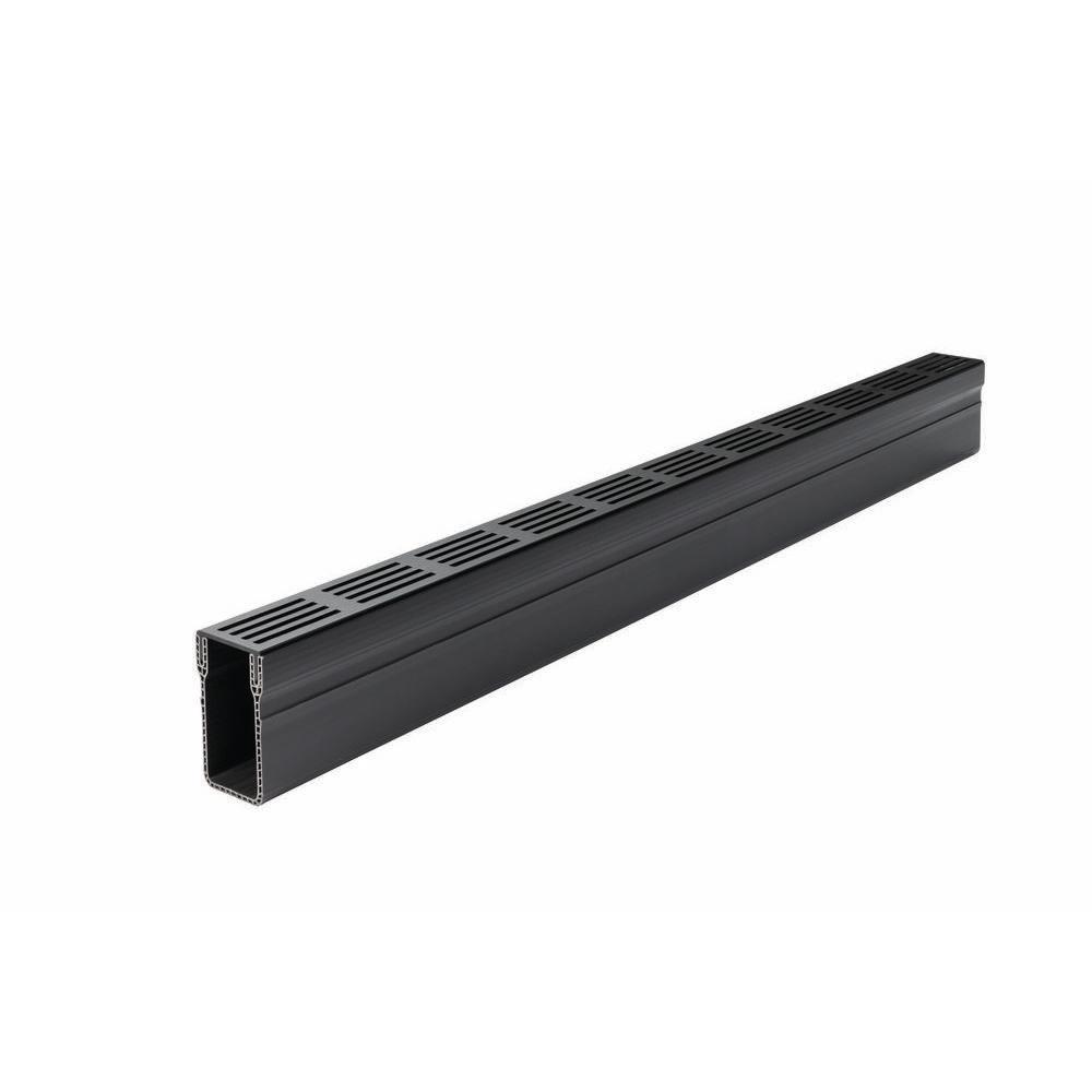 1000MM ACO SLIMLINE THRESHOLD DRAIN WITH BLACK GRATE Image 1