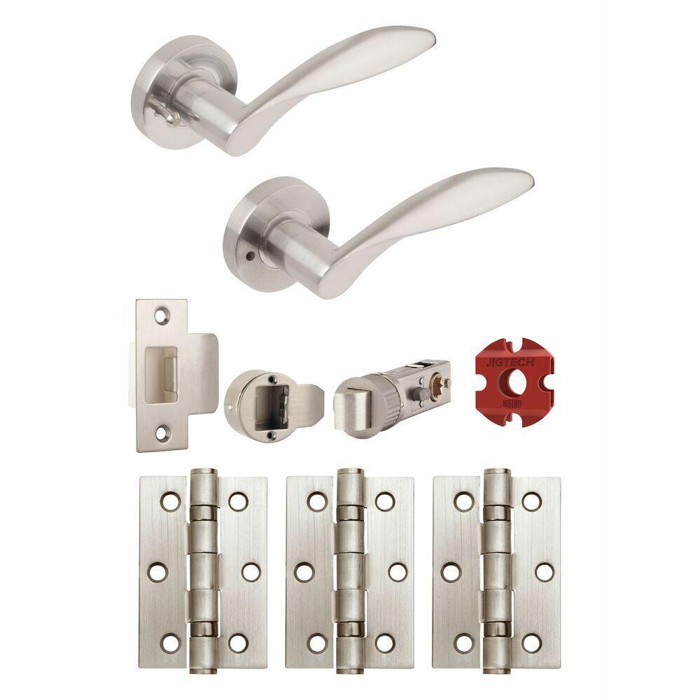 Jigtech Cresta Privacy Internal Door Pack - Satin Chrome Plate Image 1