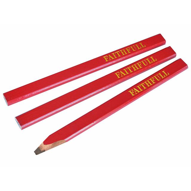 Faithfull Red Medium Carpenters Pencils Pack of 3 FAICPR