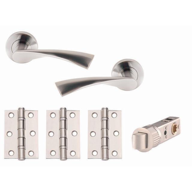 UNION Flex Satin Chrome Plated Internal Door Pack with Smart Latch & Stainless Steel Butt Hinges (3no x 3")