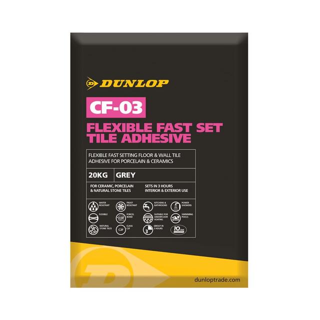 Dunlop Grey CF-03 Flexible Fast Set Tile Adhesive (20kg)
