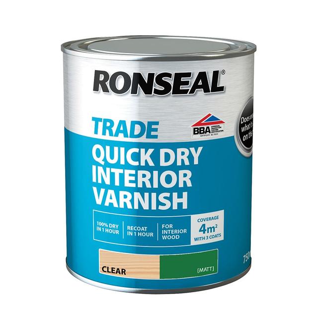 Ronseal Trade Clear Matt Quick Dry Interior Varnish (750ml)